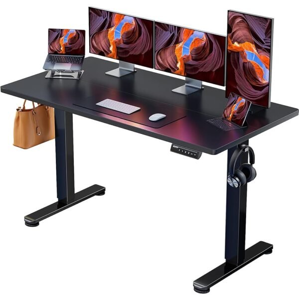 ErGear Height Adjustable Electric Standing Desk, 55 x 28 Inches Sit Stand up Desk, Large Memory Computer Home Office Desk with Two-Piece Desktop (Black) ErGear Height Adjustable Electric Standing Desk, 55 x 28 Inches Sit Stand up Desk, Large Memory Computer Home Office Desk with Two-Piece Desktop (Black)