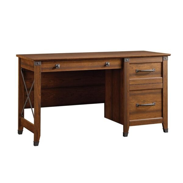 Sauder Carson Forge Vintage Rustic Computer Desk for Home Office with Drawers, in Washington Cherry Sauder Carson Forge Vintage Rustic Computer Desk for Home Office with Drawers, in Washington Cherry