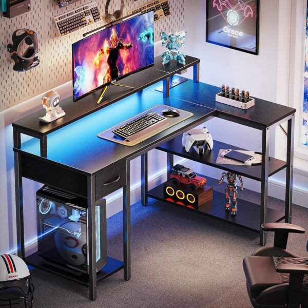 SUPERJARE EU7035BC L Shaped Desk Review with LED Features