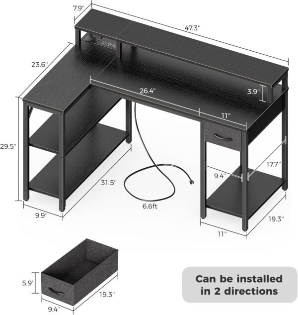 SUPERJARE EU7035BC L Shaped Desk Review with LED Features