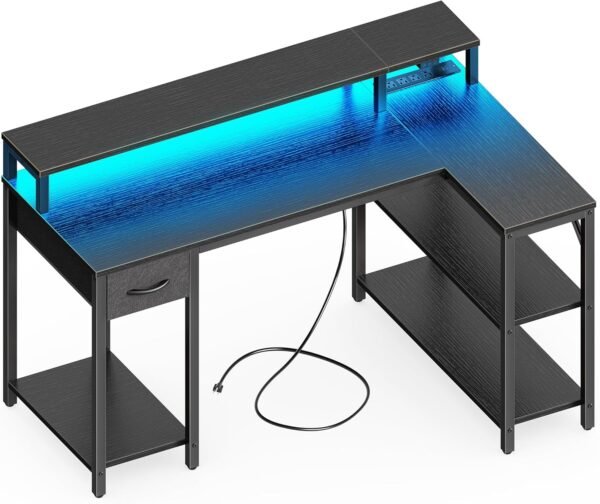 SUPERJARE EU7035BC L Shaped Desk Review with LED Features