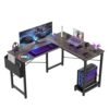 Sweetcrispy L Shaped Desk Gaming Computer 50 Inch Reversible Corner PC Work Table for Writing Study Student with Wood Tabletop Metal Frame CPU Stand Side Bag for Home Office... Sweetcrispy L Shaped Desk Gaming Computer 50 Inch Reversible Corner PC Work Table for Writing Study Student with Wood Tabletop Metal Frame CPU Stand Side Bag for Home Office...