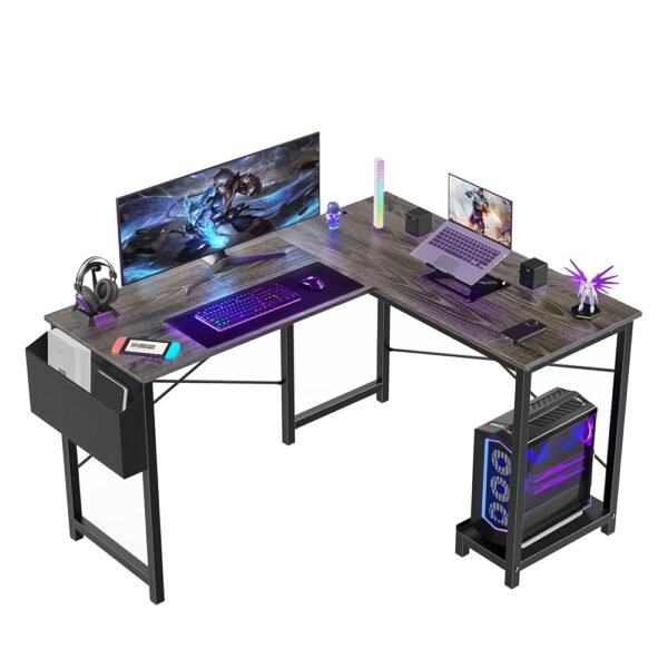 Sweetcrispy L Shaped Desk Gaming Computer 50 Inch Reversible Corner PC Work Table for Writing Study Student with Wood Tabletop Metal Frame CPU Stand Side Bag for Home Office... Sweetcrispy L Shaped Desk Gaming Computer 50 Inch Reversible Corner PC Work Table for Writing Study Student with Wood Tabletop Metal Frame CPU Stand Side Bag for Home Office...