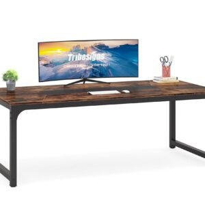 Tribesigns Modern Computer Desk, 78.7 x 39.4 inch X Large Executive Office Desk Computer Table Study Writing Desk Workstation for Home Office,Rustic/Black Tribesigns Modern Computer Desk, 78.7 x 39.4 inch X Large Executive Office Desk Computer Table Study Writing Desk Workstation for Home Office,Rustic/Black