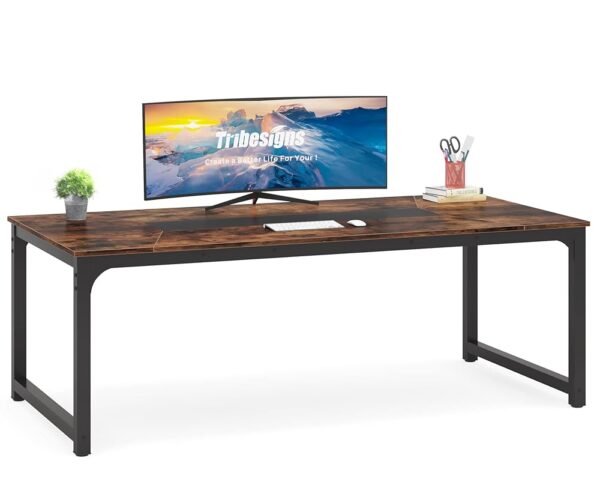 Tribesigns Modern Computer Desk, 78.7 x 39.4 inch X Large Executive Office Desk Computer Table Study Writing Desk Workstation for Home Office,Rustic/Black Tribesigns Modern Computer Desk, 78.7 x 39.4 inch X Large Executive Office Desk Computer Table Study Writing Desk Workstation for Home Office,Rustic/Black