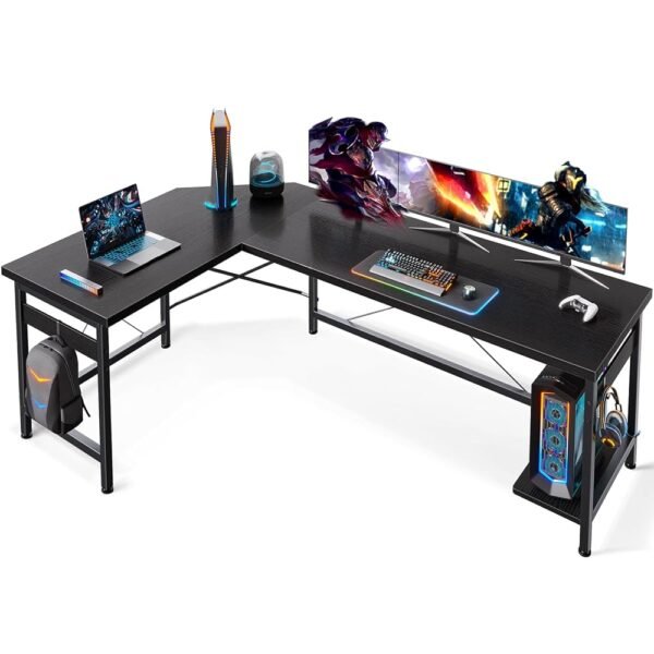 Coleshome 66" L Shaped Gaming Desk, Corner Computer Desk, Sturdy Home Office Computer Table, Writing Desk, Larger Gaming Desk Workstation, Black Coleshome 66" L Shaped Gaming Desk, Corner Computer Desk, Sturdy Home Office Computer Table, Writing Desk, Larger Gaming Desk Workstation, Black