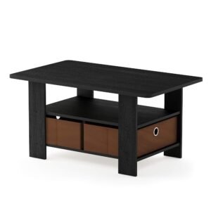 Furinno Andrey Coffee Table with Bin Drawer, Americano/Medium Brown, Small Non-Lift Top Furinno Andrey Coffee Table with Bin Drawer, Americano/Medium Brown, Small Non-Lift Top