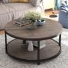 NSdirect Round Coffee Table,36" Coffee Table for Living Room,2-Tier Rustic Wood Desktop with Storage Shelf Modern Design Home Furniture(Light Walnut) NSdirect Round Coffee Table,36" Coffee Table for Living Room,2-Tier Rustic Wood Desktop with Storage Shelf Modern Design Home Furniture(Light Walnut)