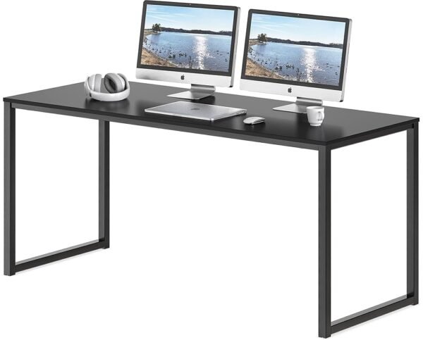 SHW Mission Home Office 55-Inch Large Computer Desk, 24'' Deep, Black SHW Mission Home Office 55-Inch Large Computer Desk, 24'' Deep, Black