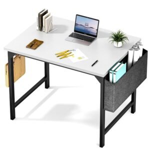 Sweetcrispy Computer Desk - 32 Inch Small Office Writing Work Study Kids Student Teacher Home Bedroom Table Storage Bag Headphone Hooks & no Wheels - White Sweetcrispy Computer Desk - 32 Inch Small Office Writing Work Study Kids Student Teacher Home Bedroom Table Storage Bag Headphone Hooks & no Wheels - White