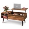 WLIVE Wood Lift Top Coffee Table with Hidden Compartment and Adjustable Storage Shelf, Lift Tabletop Dining Table for Home Living Room, Office, Rustic Oak WLIVE Wood Lift Top Coffee Table with Hidden Compartment and Adjustable Storage Shelf, Lift Tabletop Dining Table for Home Living Room, Office, Rustic Oak