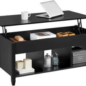 Yaheetech Black Coffee Table, 47.5in Lift Top Coffee Table, Lift Up Center Table w/Hidden Compartment & 3 Cube Open Shelves for Living Room Yaheetech Black Coffee Table, 47.5in Lift Top Coffee Table, Lift Up Center Table w/Hidden Compartment & 3 Cube Open Shelves for Living Room