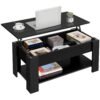Yaheetech Wooden Coffee Table, Lift Top Coffee Table with Large Hidden Storage Shelf, Lift Tabletop Dining Table for Living Room, Home Small Space, 38.6in, Black Yaheetech Wooden Coffee Table, Lift Top Coffee Table with Large Hidden Storage Shelf, Lift Tabletop Dining Table for Living Room, Home Small Space, 38.6in, Black
