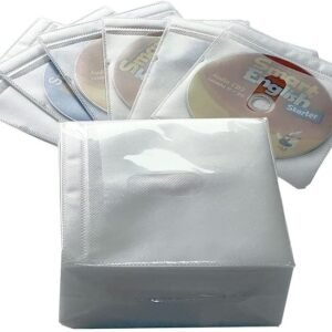 100PCS CD Storage Cases, Standard Two-Sided Clear CD Sleeve case with Drop-Proof Closure 100PCS CD Storage Cases, Standard Two-Sided Clear CD Sleeve case with Drop-Proof Closure