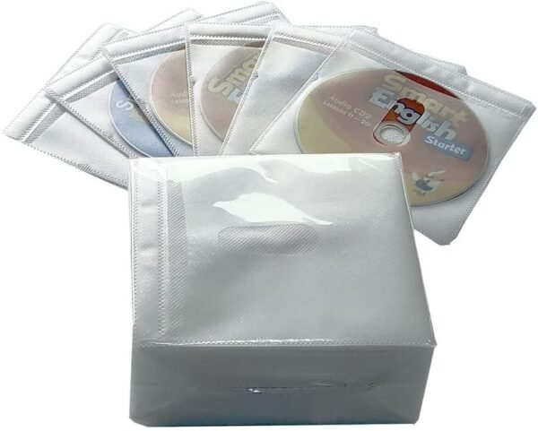100PCS CD Storage Cases, Standard Two-Sided Clear CD Sleeve case with Drop-Proof Closure 100PCS CD Storage Cases, Standard Two-Sided Clear CD Sleeve case with Drop-Proof Closure