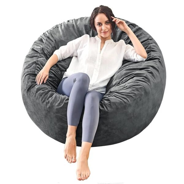 3 Feet Bean Bag Chair - BeanBag Chairs for Adults, Living Room Furniture Sofa with Soft Micro Fiber Cover, Round Fluffy Couch for Bedroom College Dorm - Grey 3 Feet Bean Bag Chair - BeanBag Chairs for Adults, Living Room Furniture Sofa with Soft Micro Fiber Cover, Round Fluffy Couch for Bedroom College Dorm - Grey