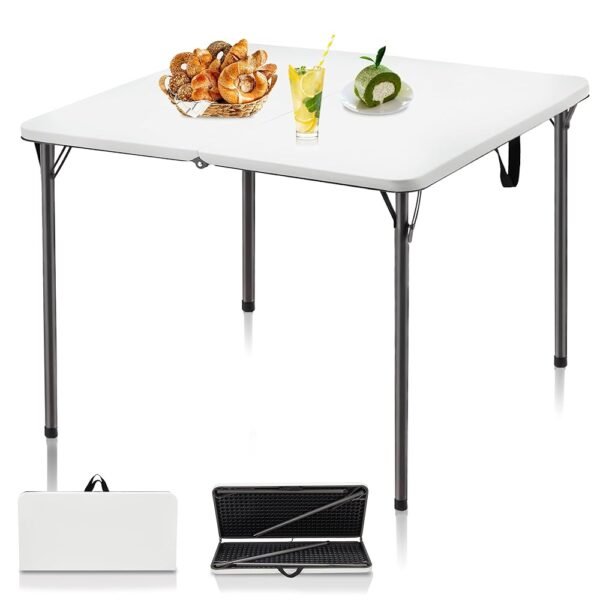 34" Folding Table, Portable Square Folding Card Table with Collapsible Legs & Carrying Handle, Plastic Tables for Camping,Picnic, Office, Party, White 34" Folding Table, Portable Square Folding Card Table with Collapsible Legs & Carrying Handle, Plastic Tables for Camping,Picnic, Office, Party, White