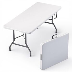 6 Feet Foldable Table with Built in Handle & Steel Legs | Heavy Duty Portable | Perfect for Party, Dining, Wedding, Events, Picnic Indoor, Outdoor, Camping, Utility, Folding 6 Feet Foldable Table with Built in Handle & Steel Legs | Heavy Duty Portable | Perfect for Party, Dining, Wedding, Events, Picnic Indoor, Outdoor, Camping, Utility, Folding