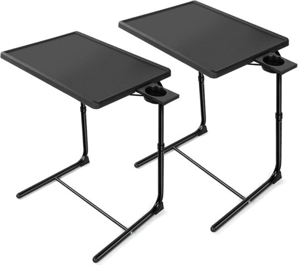 Adjustable TV Tray Table - TV Dinner Tray on Bed & Sofa, Comfortable Folding Table with 6 Height & 3 Tilt Angle Adjustments by HUANUO (2 pack) Adjustable TV Tray Table - TV Dinner Tray on Bed & Sofa, Comfortable Folding Table with 6 Height & 3 Tilt Angle Adjustments by HUANUO (2 pack)