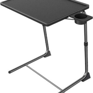 Adjustable TV Tray Table - TV Dinner Tray on Bed & Sofa, Comfortable Folding Table with 6 Height & 3 Tilt Angle Adjustments (Black) Adjustable TV Tray Table - TV Dinner Tray on Bed & Sofa, Comfortable Folding Table with 6 Height & 3 Tilt Angle Adjustments (Black)