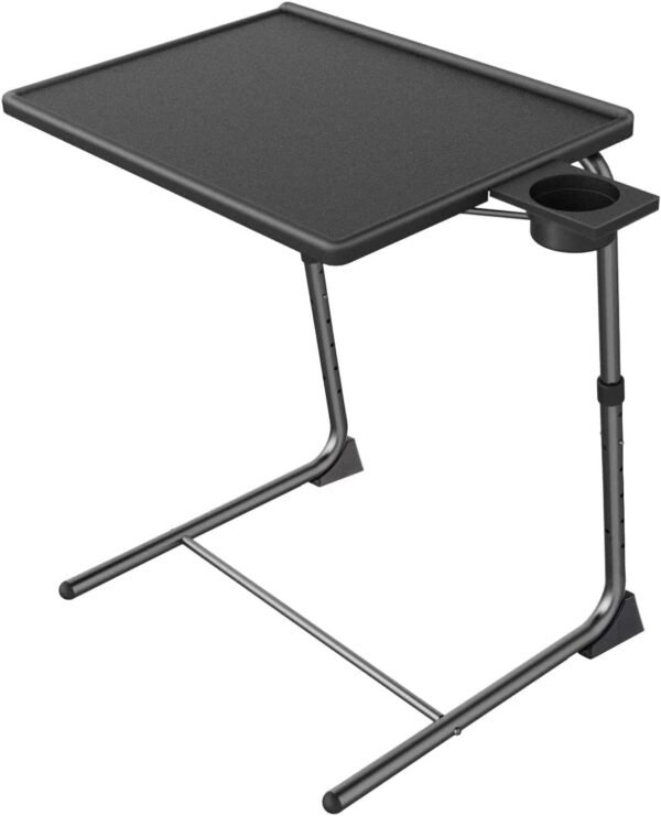 Adjustable TV Tray Table - TV Dinner Tray on Bed & Sofa, Comfortable Folding Table with 6 Height & 3 Tilt Angle Adjustments (Black) Adjustable TV Tray Table - TV Dinner Tray on Bed & Sofa, Comfortable Folding Table with 6 Height & 3 Tilt Angle Adjustments (Black)