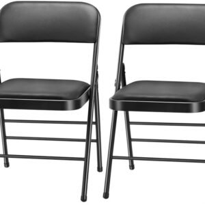 Amazing for less Pack of 2 (Fabric/Vinyl) Steel Frame Metal Foam Padded Folding Chairs (Black, Gray, White) (2-Pack - Vinyl Black) Amazing for less Pack of 2 (Fabric/Vinyl) Steel Frame Metal Foam Padded Folding Chairs (Black, Gray, White) (2-Pack - Vinyl Black)