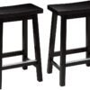 Amazon Basics 24" Counter Stool, Solid Wood Saddle-Seat, Height Kitchen Island BarStool, Set of 2, Black Amazon Basics 24" Counter Stool, Solid Wood Saddle-Seat, Height Kitchen Island BarStool, Set of 2, Black