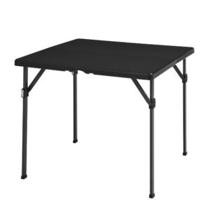 Amazon Basics 34 inch Portable Folding Dining Table with Carrying Handle, Black, 33.9 x 29.1 x 33.9 inch, Square Amazon Basics 34 inch Portable Folding Dining Table with Carrying Handle, Black, 33.9 x 29.1 x 33.9 inch, Square