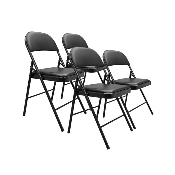 Amazon Basics Comfortable Vinyl-Padded Metal Steel Folding Chairs, Black, 4-Pack Amazon Basics Comfortable Vinyl-Padded Metal Steel Folding Chairs, Black, 4-Pack