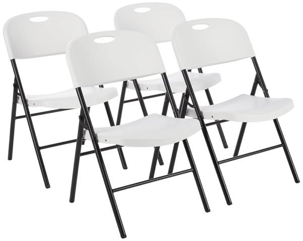 Amazon Basics Foldable Portable Comfortable Sturdy Folding Plastic Chair, 350-Pound Capacity, White, 4-Pack Amazon Basics Foldable Portable Comfortable Sturdy Folding Plastic Chair, 350-Pound Capacity, White, 4-Pack
