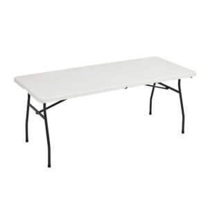 Amazon Basics Heavy Duty Portable Folding Table 6 ft with Carrying Handle, Indoor & Outdoor, White Amazon Basics Heavy Duty Portable Folding Table 6 ft with Carrying Handle, Indoor & Outdoor, White