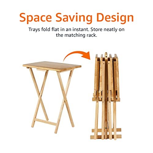 Amazon Basics TV Trays 4 Pack Review Foldable Wood Tray Tables for Convenience Amazon Basics TV Trays 4 Pack Review Foldable Wood Tray Tables for Convenience