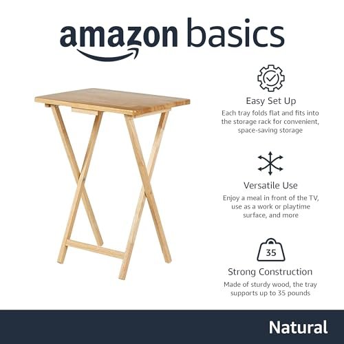 Amazon Basics TV Trays 4 Pack Review Foldable Wood Tray Tables for Convenience Amazon Basics TV Trays 4 Pack Review Foldable Wood Tray Tables for Convenience