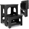 Amoise Folding 2-Step Stool, Non-Slip Portable Footstool 8'' & 17'' Dual Heights, Holds 300 lbs, Portable Footstool for Kitchen Home Toilet Bedroom Office Bathroom RV(Black) Amoise Folding 2-Step Stool, Non-Slip Portable Footstool 8'' & 17'' Dual Heights, Holds 300 lbs, Portable Footstool for Kitchen Home Toilet Bedroom Office Bathroom RV(Black)