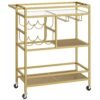 Bar Cart for Home, 3-Tier Serving Cart with Wheels and Handle, Beverage Cart with Wine Rack and Glass Holders, Rolling Wine Cart for Kitchen, Dining Room, Gold RCJ61B01 Bar Cart for Home, 3-Tier Serving Cart with Wheels and Handle, Beverage Cart with Wine Rack and Glass Holders, Rolling Wine Cart for Kitchen, Dining Room, Gold RCJ61B01