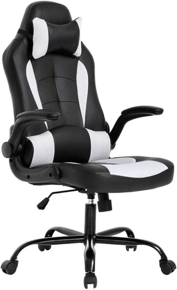BestOffice PC Gaming Chair Ergonomic Office Chair Desk Chair with Lumbar Support Flip Up Arms Headrest PU Leather Executive High Back Computer Chair for Adults Women Men (White) BestOffice PC Gaming Chair Ergonomic Office Chair Desk Chair with Lumbar Support Flip Up Arms Headrest PU Leather Executive High Back Computer Chair for Adults Women Men (White)