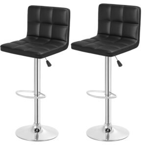 BestOffice Set of 2, Adjustable Swivel Bar Stools, Counter Height with Back PU Leather Armless Hydraulic Kitchen Counter Chairs BestOffice Set of 2, Adjustable Swivel Bar Stools, Counter Height with Back PU Leather Armless Hydraulic Kitchen Counter Chairs