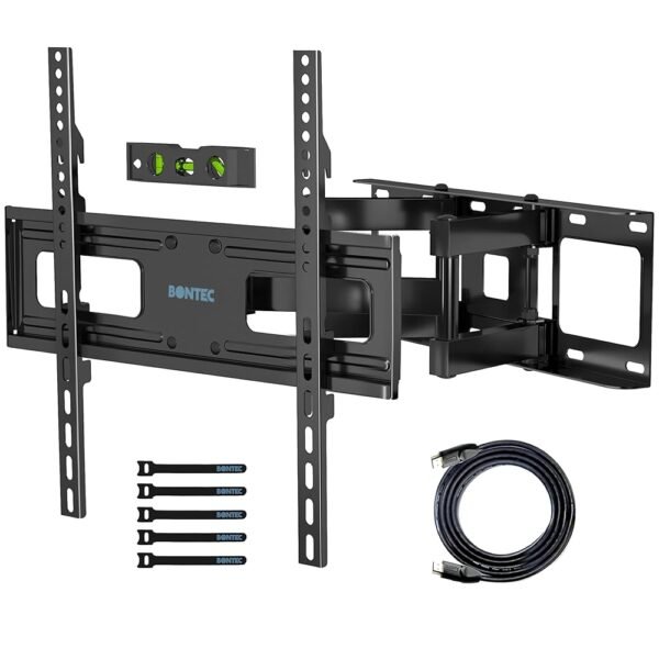 BONTEC Full Motion TV Wall Mount for 23-70 inch LED OLED LCD UHD Flat Curved TVs, Tilt Swivel Dual Articulating 6 Arms TV Bracket Supports Up to 99 lbs, Max VESA 400x400 mm,...