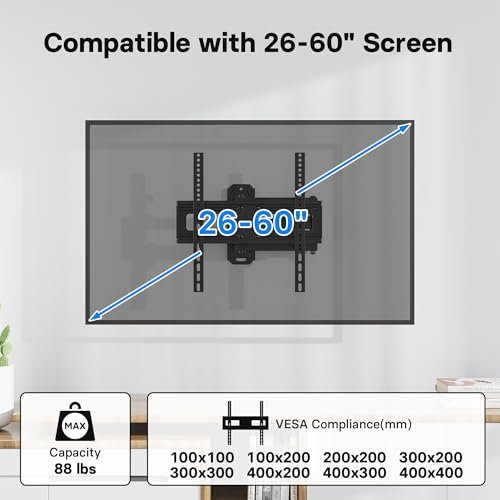 BONTEC Full Motion TV Wall Mount Review Best Swivel Tilt Bracket for 26 to 60 Inch TVs