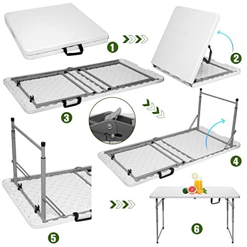 Byliable 4FT Folding Table Review Portable Heavy Duty Plastic for Indoor Outdoor Use