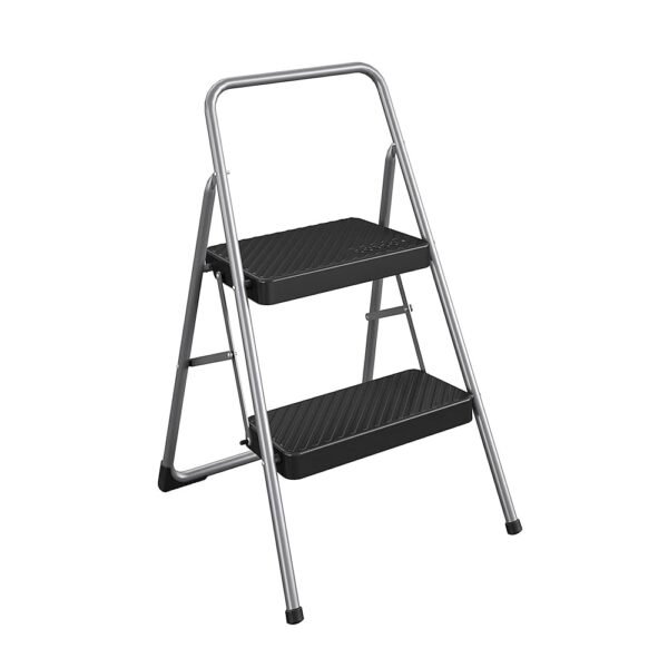 COSCO 11137PBL1E 2 Household Folding Steel Step Stool, Platinum COSCO 11137PBL1E 2 Household Folding Steel Step Stool, Platinum