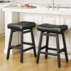 Counter Height Bar Stools Set of 2, 24 Inch Barstools for Kitchen Counter, Kitchen Stools with Bonded Leather Saddle Seats & Heavy Duty Metal Legs, Easy Assembly, All Black Counter Height Bar Stools Set of 2, 24 Inch Barstools for Kitchen Counter, Kitchen Stools with Bonded Leather Saddle Seats & Heavy Duty Metal Legs, Easy Assembly, All Black