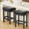Counter Height Bar Stools Set of 2, 24 Inch Barstools for Kitchen Island Counter, Bonded Leather Kitchen Stools with Thick Saddle Seats & Heavy Duty Metal Base, Easy Assembly,... Counter Height Bar Stools Set of 2, 24 Inch Barstools for Kitchen Island Counter, Bonded Leather Kitchen Stools with Thick Saddle Seats & Heavy Duty Metal Base, Easy Assembly,...