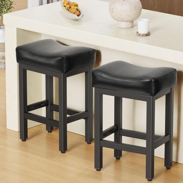 Counter Height Bar Stools Set of 2, 24 Inch Barstools for Kitchen Island Counter, Bonded Leather Kitchen Stools with Thick Saddle Seats & Heavy Duty Metal Base, Easy Assembly,... Counter Height Bar Stools Set of 2, 24 Inch Barstools for Kitchen Island Counter, Bonded Leather Kitchen Stools with Thick Saddle Seats & Heavy Duty Metal Base, Easy Assembly,...