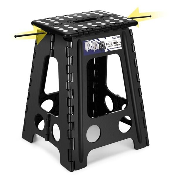 Delxo 17.5 Inch Folding Step Stool, Heavy Duty Foldable Stool for Adults,Premium Portable Collapsible Plastic Step Stool,Non Slip Folding Stools for Kitchen Bathroom Bedroom Up... Delxo 17.5 Inch Folding Step Stool, Heavy Duty Foldable Stool for Adults,Premium Portable Collapsible Plastic Step Stool,Non Slip Folding Stools for Kitchen Bathroom Bedroom Up...