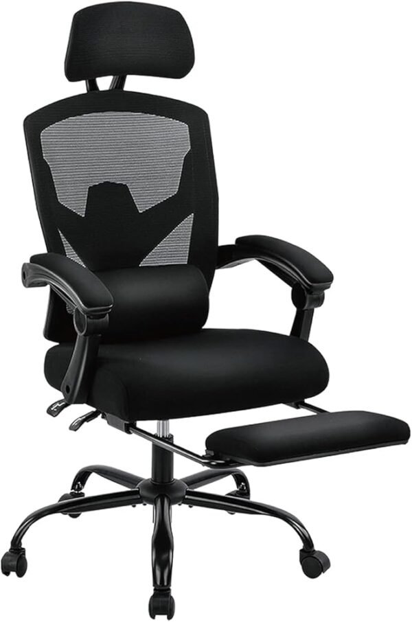 DUMOS Home Office Desk Chair with Footrest, High-Back Mesh Rolling Swivel Reclining Chairs with Wheels, Comfortable Headrest, Lumbar Support, Comfy Arms for Home, Office,... DUMOS Home Office Desk Chair with Footrest, High-Back Mesh Rolling Swivel Reclining Chairs with Wheels, Comfortable Headrest, Lumbar Support, Comfy Arms for Home, Office,...