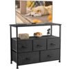 DUMOS TV Stand Dresser for Bedroom with 5 Fabric Drawer,Entertainment Center for 45 inch Television, Media Console Table with Storage, Open Shelf, Adjustable Feet, Living Room...