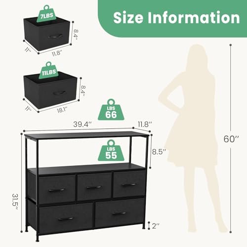 DUMOS TV Stand Review 5 Fabric Drawer Dresser for Bedroom Entertainment Center