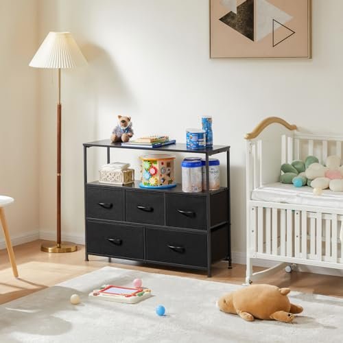 DUMOS TV Stand Review 5 Fabric Drawer Dresser for Bedroom Entertainment Center