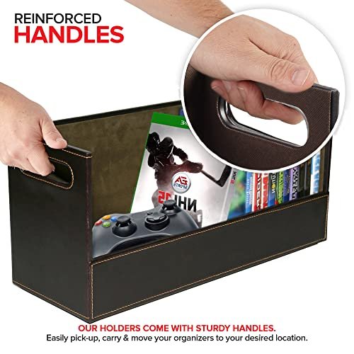 DVD Storage Box Review Stock Your Home Faux Leather Organizer with Magnetic Flap and Stackable Design